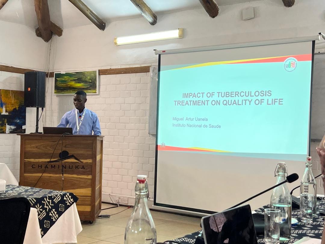 A researcher presenting on the impact of tuberculosis treatment on quality of life